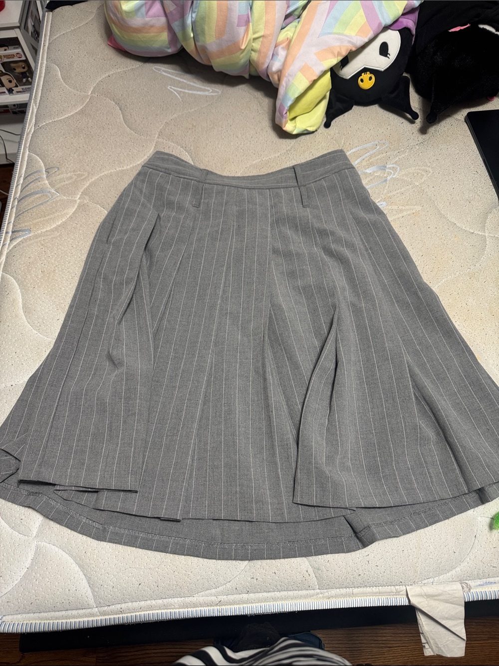 Gray White Lined Maxi Skirt